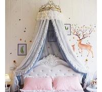 Générique Couvre-lit Double en Dentelle, Couvre-lit Couronne Moustiquaire, Tente De Lit Respirante Et Anti-poussière, Baldaquin Décoratif De Chambre (Grey2 1.5m Bed)