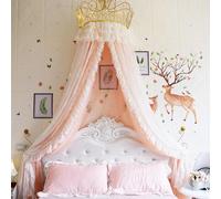 Générique Couvre-lit Double en Dentelle, Couvre-lit Couronne Moustiquaire, Tente De Lit Respirante Et Anti-poussière, Baldaquin Décoratif De Chambre (Light Pink 2m Bed)