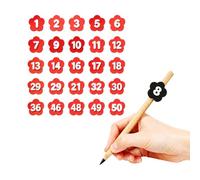 Générique Couvre-pointes de crayon numérotés de 1 à 50 pour une, Red | Pièces acryliques en forme de fleur, numéros individuels pour un rapide, couverture des pointes pour le