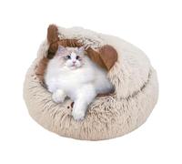 Générique Covered Cat Bed - 15.75 inch Cat Bed | Short Plush PP Cotton Beds - Warm Covered Pet Beds with Anti Slip Base Sleeping Nest for Cats Small Dogs Indoor Winter Comfort