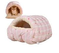 Générique Covered Cat Bed - Removable Washable Winter Cave, Semi Enclosed Hooded Sleeping Spot with Authentic Interior, Pet Comfort Furniture for Home Balcony Indoor Relaxation Daily Rest 18.9in