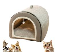 Générique Covered Dog Bed - 2 in 1 Detachable Cat Bed with Ball Pendant, Cat Nest & Sofa Dual Purpose Covered Cats Nest, Washable and Comfortable Hideaway, for Dog Within 1.5/2.5/7.5kg (Gray,Large)