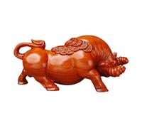 Générique Cow Figurine - Ebony, 3.94in Decorative Sculpture Hand-Polished Craftsmanship | Solid Wood Tabletop Display Rustic Wooden Animal Decor, Farmhouse Figurine for Home Decor, Office Desks