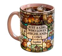 Générique Cow Mug - Ceramic Highland Cow Pattern Cup | Hot Cocoa Coffee Tea Drinkware | Decorative Drinkware | Cute Farm Animal Gift For Men Women Colleagues Coworkers Home Office Kitchen