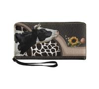 Générique Cow Wallets for Women | Cow Print Zippered Wallet, Soft Credit Card Holder for Women, Fashionable Cow Print Money Holder, Cow Print Money Organizer for Everyday Use & Travel Occasions
