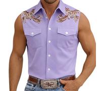 Générique Cowboy Chemise sans Manches Homme avec Broderie Décorative Western Vintage pour Printemps été Sorties en Extérieur Chemise Vikings Punk Gothique Grandes Tailles Chemiser Dashiki Africains