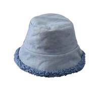 Générique Cowboy Enfant 4 Ans Furry Bucket Hat Winter Warm Plush Fisherman Thicken Plush Autumn Double Coldproof Fisherman Cap for Outdoor Queue De Cheval (Blue, One Size)