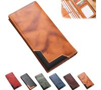 Générique Cowhide Vintage Wallet, Cowhide Vintage Wallet Men, Western Bifold Leather Long Wallets, Multiple Compartments, for All (Yellow)