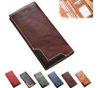 Générique Cowhide Vintage Wallet, Cowhide Vintage Wallet Men, Western Bifold Leather Long Wallets, Multiple Compartments, for All (Brown)