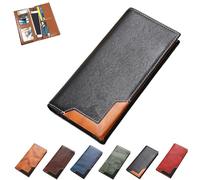 Générique Cowhide Vintage Wallet, Mens Women Leather Bifold Long Card Wallets RFID Blocking Carteras Para Hombres Handcrafted Wallets (Black)