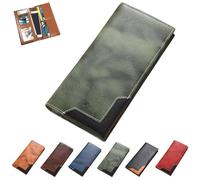 Générique Cowhide Vintage Wallet, Mens Women Leather Bifold Long Card Wallets RFID Blocking Carteras Para Hombres Handcrafted Wallets (Green)