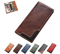 Générique Cowhide Vintage Wallet, Mens Women Leather Bifold Long Card Wallets RFID Blocking Carteras Para Hombres Handcrafted Wallets (Brown)