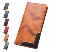 Générique Cowhide Vintage Wallet, Recallcious Cowhide Vintage Wallet, Western Bifold Leather Long Wallets, Big Checkbook Handcrafted Wallets (Yellow)