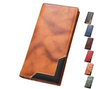 Générique Cowhide Vintage Wallet, Recallcious Cowhide Vintage Wallet, Western Bifold Leather Long Wallets for Men, Gift for Father's Day (Yellow)