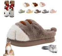 Générique Cozy Cat Paw Slippers for Women,Cat Feet Slippers, 2025 New Cute Funny 3D Cat Paw Cartoon Slipper, Fuzzy Warm Bedroom Slipper (Coffee,40-41)