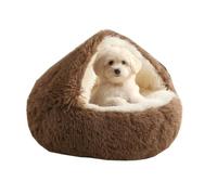 Générique Cozy Cocoon Pet Bed for Dog,Round Velvet Fluffy Hooded Cave,Self Warming Soft Plush Donut Calming Pet Bed,Dog Beds for Small Dogs with Anti-Slip Bottom,Waterproof & Washable (Khaki, M)