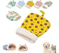 Générique Cozy Pet Nest for Cats and Dogs, 2025 New Pickelect Cozy Pet Nest, Soft Cat Dog Sleeping Bag, Soft Self Warming Pets Hideway Sleeping Portable Handwoven Pets Bed(Yellow Bear,Large)