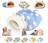 Générique Cozy Pet Nest for Cats and Dogs, Soft Plush Self-Warming Feline Puppy Hideaway Sleeping Bag, 360° Security Semi-Enclosed Washable Handwoven Portable Pets Bed