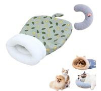 Générique Cozy Pet Nest for Small Cats and Dogs with Pillow,Semi-Enclosed Soft Plush Pet Sleeping Bag,Washable Warm Cat Cave Bed,Portable Dog Nest Bed for All Seasons (Dark Green, 35 * 45cm)