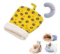 Générique Cozy Pet Nest for Small Cats and Dogs with Pillow,Semi-Enclosed Soft Plush Pet Sleeping Bag,Washable Warm Cat Cave Bed,Portable Dog Nest Bed for All Seasons (Yellow, 55 * 45cm)