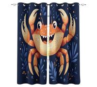 Générique Crabe Rideau Occultant Salon 75x166cm, Crabe Végétal sous-Marin Rideau Occultant Thermiques Rideaux À Oeillets, Anti Bruit, pour Salon Et Chambre, Exterieur Terrasse Lot De 2
