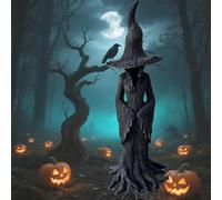 Générique Cracker Barrel Witch Statue, 11.8"/7.8" Gothic Halloween Resin Figurine, Dark Fantasy Retro Ornament, Nib Festival Collectible (Large)