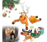Générique Crashing Reindeer & Santa Set,Crashing Reindeer and Santa Claus Set Voice-Activated & Waterproof,Animated with Broken Glass Sticker,Funny Christmas Decoration (Reindeer, Immovable)