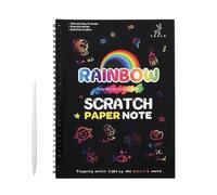 Générique Ѕcratch Art Notebook - 7.48 inch Educational Drawing Book with Wooden Styluś | Creative DIY Scratch-Off Paper for Kids - Fun Preschool, Kindergarten, and Travel Activity Kit