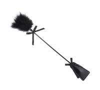 Générique Cravache d'entraînement équestre à Plumes Souples, Fouet en Cuir à Double Usage for établir Une Bonne Communication et Un Bon Commandement avec Les Chevaux(Black)
