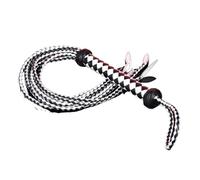 Générique Cravache en Cuir véritable à 9 brins, Fouet en Cuir for l'entraînement équestre, poignée en Cuir avec dragonne, Disponible en différentes Tailles et Couleurs(Black White 80cm)