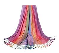 Générique Cravate Homme Noir Soie Écharpe en coton pour femme Écharpe à pompon châle de ethnique coloré Pinces Pour Cravate (Pink, One Size)