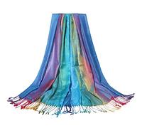 Générique Cravate Homme Noir Soie Écharpe en coton pour femme Écharpe à pompon châle de ethnique coloré Pinces Pour Cravate (Sky Blue, One Size)