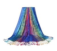 Générique Cravate Homme Noir Soie Écharpe en coton pour femme Écharpe à pompon châle de ethnique coloré Pinces Pour Cravate (Blue, One Size)