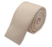 Générique Cravate tricotée étroite et slim en tricot couleur beige, finitions main