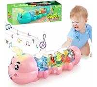Générique Crawling Caterpillar Baby Toy, Caterpillar Design Tummy Time Toy with Light & Music Musical Light Up, Birthday Gifts for Boys and Girl (Pink)