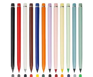 Générique Crayon De Couleurs Infini, Lot de 12 Crayon Papier Eternelle Avec Gomme, Crayons De Couleur Sans Taille-crayon Et Encre Pour Enfant Et Adultes, Fournitures De Peinture
