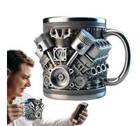 Générique Creative 3D Design Moteur pour Tasse Isotherme, Mug À Café En Acier Inoxydable V6 et V8, Double Paroi Sans Condensation, Voyage, Maison, Bureau, Atelier, Garage, Amateurs de Voiture
