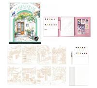 Générique Creative Art Watercolor Stress Relief Kit,Paint Watercolor Books Painting Kit,Portable Foldable Travel Painting Book for Beginners and Enthusiasts Gifts