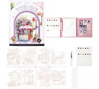 Générique Creative Art Watercolor Stress Relief Kit,Paint Watercolor Books Painting Kit,Portable Foldable Travel Painting Book for Beginners and Enthusiasts Gifts