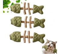 Générique Creative Fish Bone Cat Dental Chew Toy - Natural Catnip & Silvervine Teeth Cleaning Stick - Interactive Kitten Teething Toy & Boredom Breaker for Cats (3 Pcs-A)