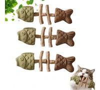 Générique Creative Fish Bone Cat Dental Chew Toy - Natural Catnip & Silvervine Teeth Cleaning Stick - Interactive Kitten Teething Toy & Boredom Breaker for Cats (3 Pcs-B)