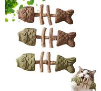 Générique Creative Fish Bone Cat Dental Chew Toy - Natural Catnip & Silvervine Teeth Cleaning Stick - Interactive Kitten Teething Toy & Boredom Breaker for Cats (3 Pcs)