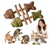 Générique Creative Fish Bone Cat Toy, Catnip and Silvervine Chew, Silvervine Chew Sticks for Cats, Fish Bone Teether, Wooden Interactive Chew Toy for Kittens B)