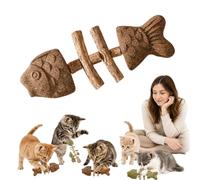 Générique Creative Fish Bone Cat Toy, Catnip and Silvervine Chew, Silvervine Chew Sticks for Cats, Fish Bone Teether, Wooden Interactive Chew Toy for Kittens (B)
