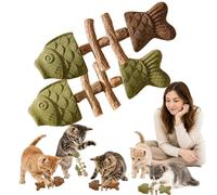 Générique Creative Fish Bone Cat Toy, Catnip and Silvervine Chew, Silvervine Chew Sticks for Cats, Fish Bone Teether, Wooden Interactive Chew Toy for Kittens C)