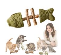 Générique Creative Fish Bone Cat Toy, Catnip and Silvervine Chew, Silvervine Chew Sticks for Cats, Fish Bone Teether, Wooden Interactive Chew Toy for Kittens (A)