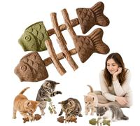 Générique Creative Fish Bone Cat Toy, Catnip and Silvervine Chew, Silvervine Chew Sticks for Cats, Fish Bone Teether, Wooden Interactive Chew Toy for Kittens (B+C)