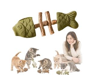 Générique Creative Fish Bone Cat Toy, Catnip and Silvervine Chew, Silvervine Chew Sticks for Cats, Fish Bone Teether, Wooden Interactive Chew Toy for Kittens (A)