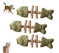 Générique Creative Fish Bone Cat Toy - Fix Your Cat's Dental Health, Wooden Catnip Teeth Cleaning Stick, Natural Fishbone Cats Dental Toys, Suitable for Kittens and Adult Cats to Play (Green,3Pcs)