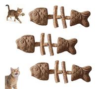 Générique Creative Fish Bone Cat Toy - Fix Your Cat's Dental Health, Wooden Catnip Teeth Cleaning Stick, Natural Fishbone Cats Dental Toys, Suitable for Kittens and Adult Cats to Play (Brown,3Pcs)